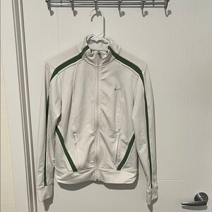Nike Y2K White Green Trim Track Fit Dry Pockets Jacket Athletic Athleisure 00’s